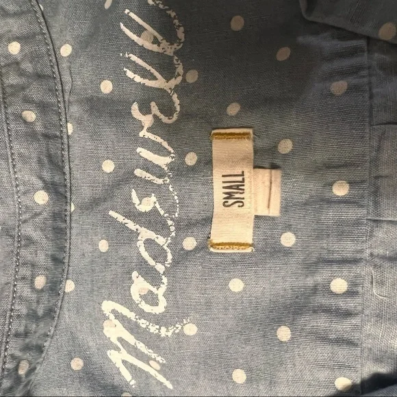 MADEWELL Blue Polka Dots Chambray Top Blouse Shirt SMALL S - Picture 12 of 12